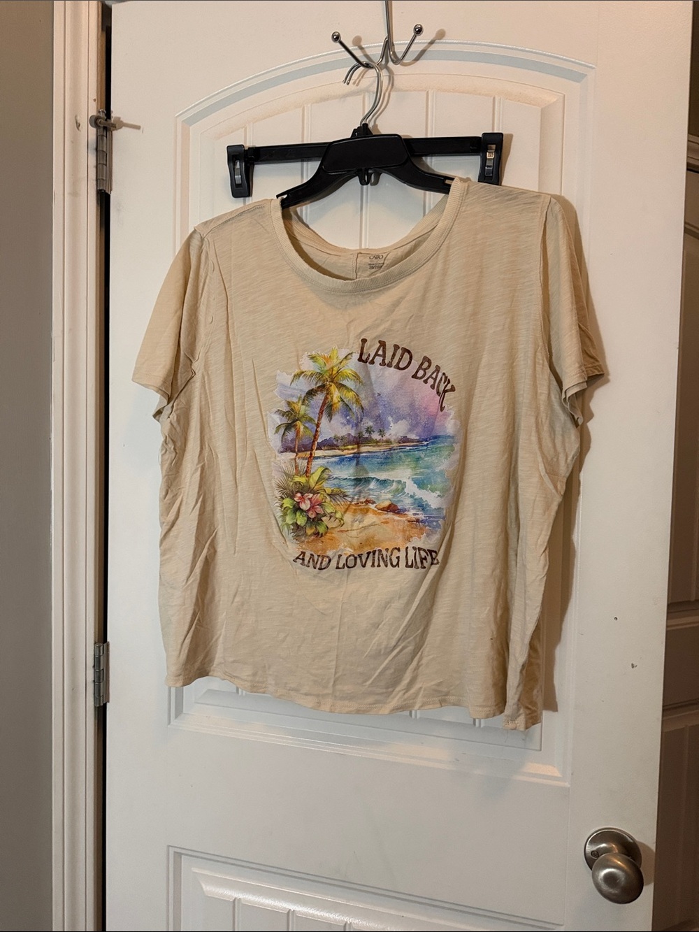 Cato Beige 'Laid Back' Tropical Graphic Tee